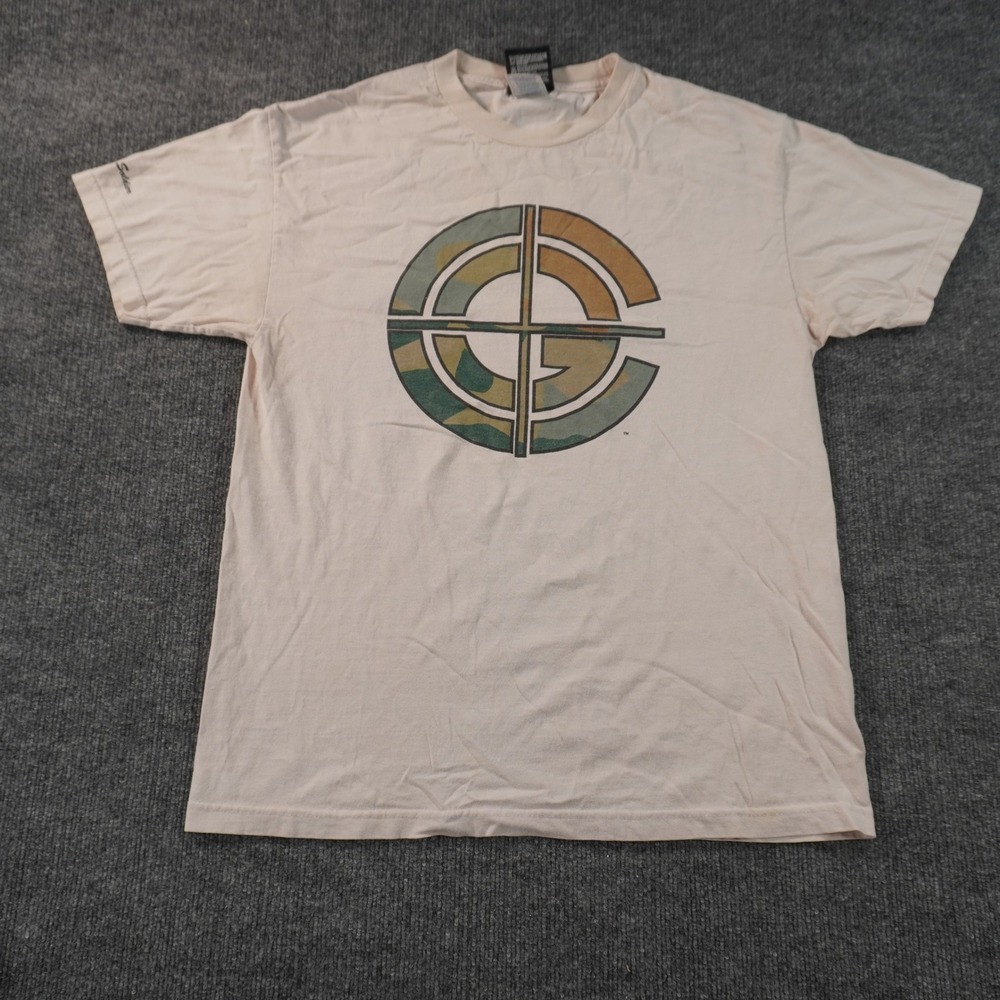 Vintage WWE John Cena T-Shirt Men L Cream Never Back Down Camo Graphic Y2K 2002